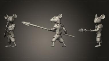 Military figurines Edge Mice Tribe Fighter Spear 3d model