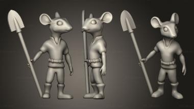 Military figurines Edge Mice Tribe Peasant Shovel 3d model