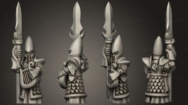 Military figurines elf spears musician 3d model