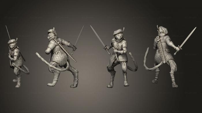 Military figurines (Base Tabaxi Black Cat Rogue Sword, STKW_3175) 3D models for cnc