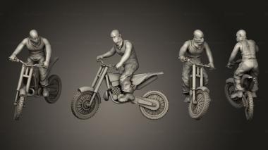 Military figurines Bike straight wheel Helmet head 007 3d model
