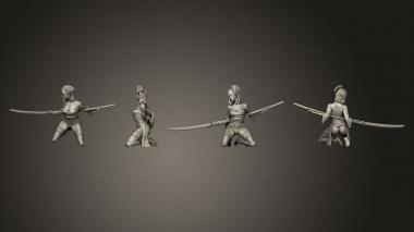 Military figurines bushido Kneeled Nodachi Warrior 3d model