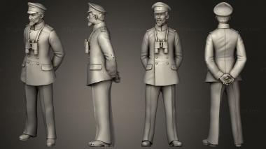 Military figurines captain and offecers of sailing ship 003 3d model