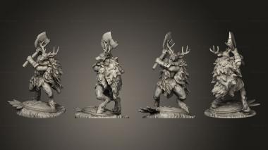 Military figurines Deer Folk Axe Attack 3d model