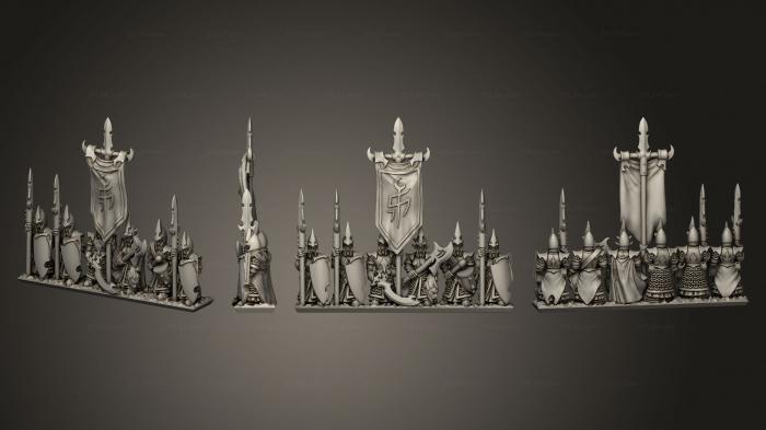 Military figurines (dire elf spears c 1 banner, STKW_5225) 3D models for cnc