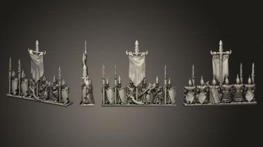 Military figurines dire elf spears c 1 blank banner 3d model