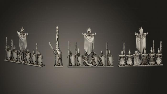 Military figurines (dire elf spears c 2 blank banner, STKW_5228) 3D models for cnc