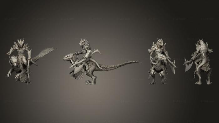 Military figurines (Dragonborn Raptor Rider Axe Large, STKW_5299) 3D models for cnc