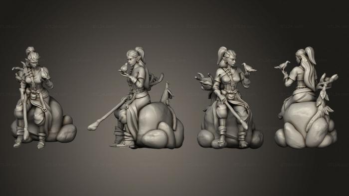 Military figurines (Dungeon Elven Earth Druid Bird, STKW_5444) 3D models for cnc