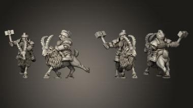 Military figurines Dwarf goat rider pose 3 3d model