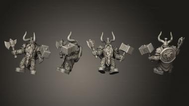 Military figurines Dwarf Paladin with Weapons 3d model