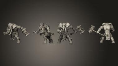 Military figurines Elephant Folk Barbarian Hammer Large 3d model