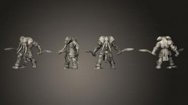 Military figurines Elephant Folk Barbarian Swords Large 3d model