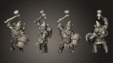 Military figurines Golemmar Gnome C Kit II Hat Hammer Shield 3d model