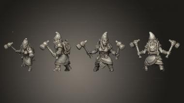Military figurines Golemmar Gnome F Kit II Hat and Dual Hammers 3d model