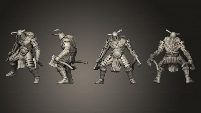 Military figurines (Helmed Barbarian Axe, STKW_7429) 3D models for cnc