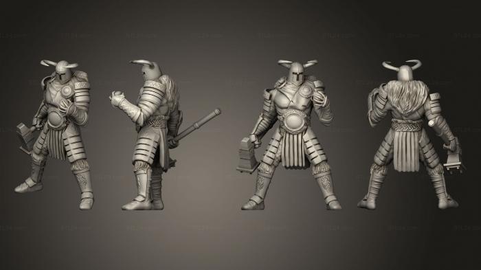 Military figurines (Helmed Barbarian Hammer, STKW_7430) 3D models for cnc