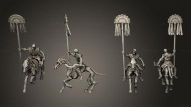Military figurines Horsemen 4 Banner 3d model