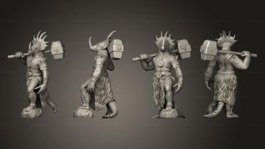 Military figurines inosaur Tribe Warrior Hammer 3d model