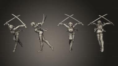 Military figurines Kunoichi Attacking 3d model