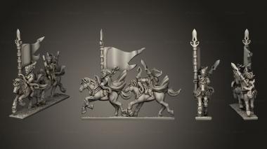 Military figurines light cavalry banner blank 3d model