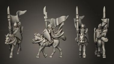 Military figurines light cavalry blank banner 3d model
