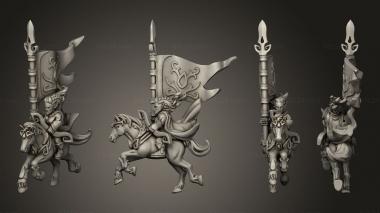 Military figurines light cavalry individuals banner 3d model