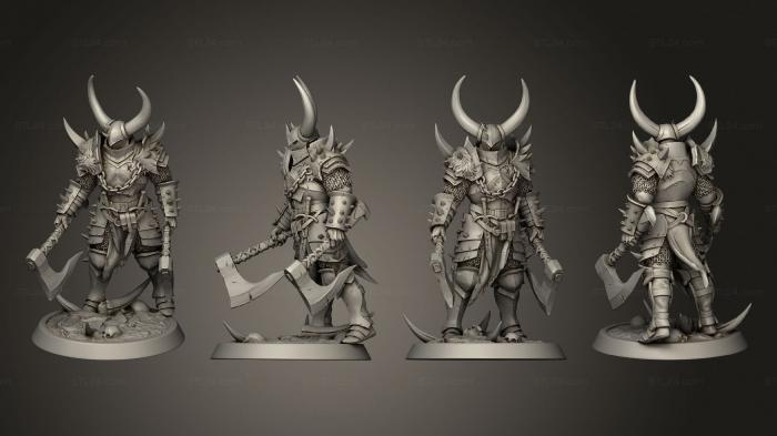 Military figurines (Light Soldier Dual Axe Chief, STKW_9027) 3D models for cnc