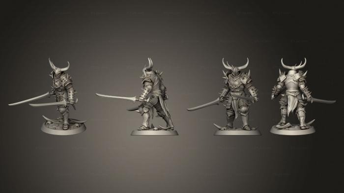 Military figurines (Light Soldier Dual Sword Stand, STKW_9035) 3D models for cnc