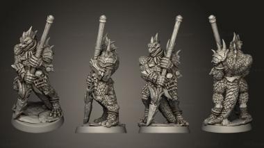 Military figurines Lizardfolk 3 Spear 3d model