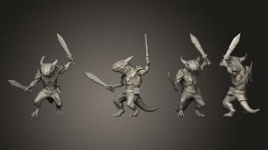 Military figurines Lizardfolk Swords 3d model