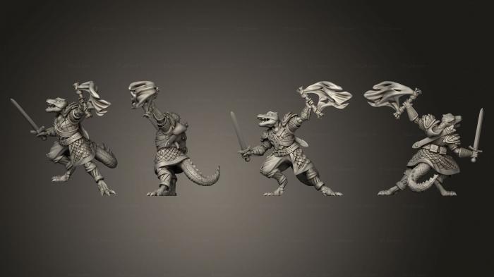 Military figurines (Lizardman Tribe Bannerman, STKW_9128) 3D models for cnc