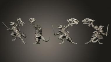 Military figurines Lizardman Tribe Bannerman 3d model