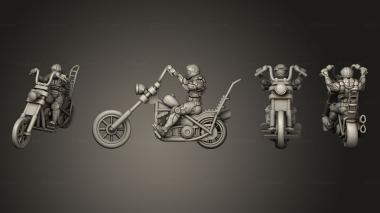 Military figurines motorbike chopper 01 3d model