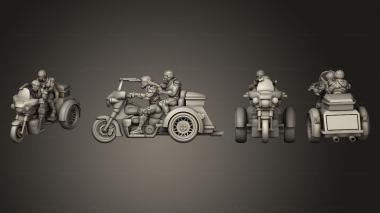 Military figurines motorbike trike 3d model