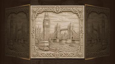 Panels Capitals of the World London - Big Ben and Tower Bridge 3d model