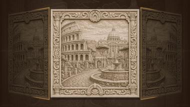 Panels Capitals of the World Rome - Colosseum and St. Peters Basilica 3d model