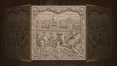 Panels Capitals of the World Budapest - parliament and Danube 3d model