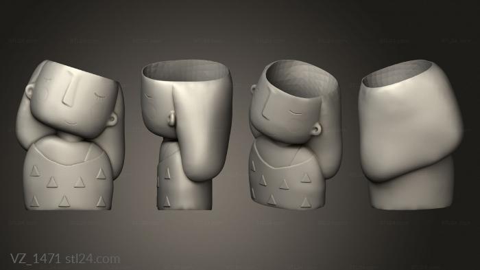 Вазы (Комбинированный плантатор для милых девушек, VZ_1471) 3D модель для ЧПУ станка