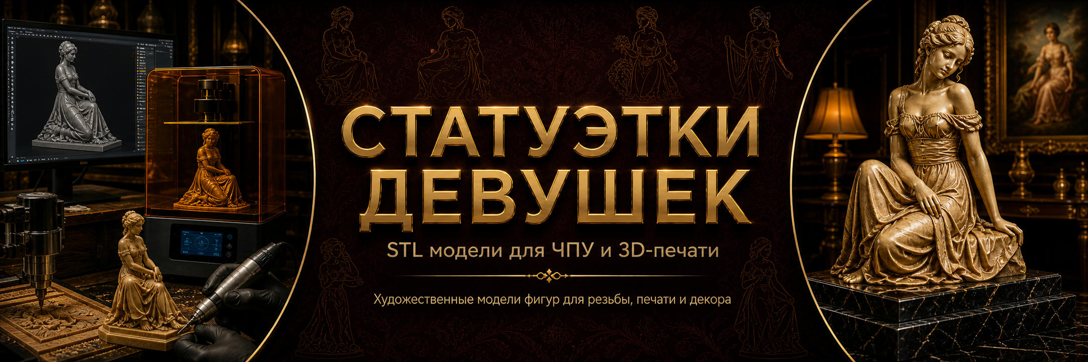 Статуэтки девушки 3D модели для ЧПУ