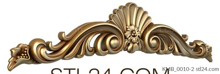 Set of furniture (Symmetrical decorative cartouche with shell and floral element, KMB_0010-2) 3D models for cnc