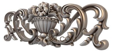 Комплекты мебели (Декоративная накладка с вазой, цветами и рокайльными завитками, KMB_0010-3) 3D модель для ЧПУ станка