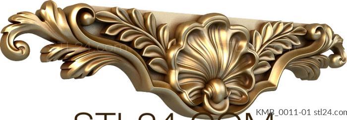 Set of furniture (Ornamental overlay with acanthus and shell in the central rosette, KMB_0011-01) 3D models for cnc