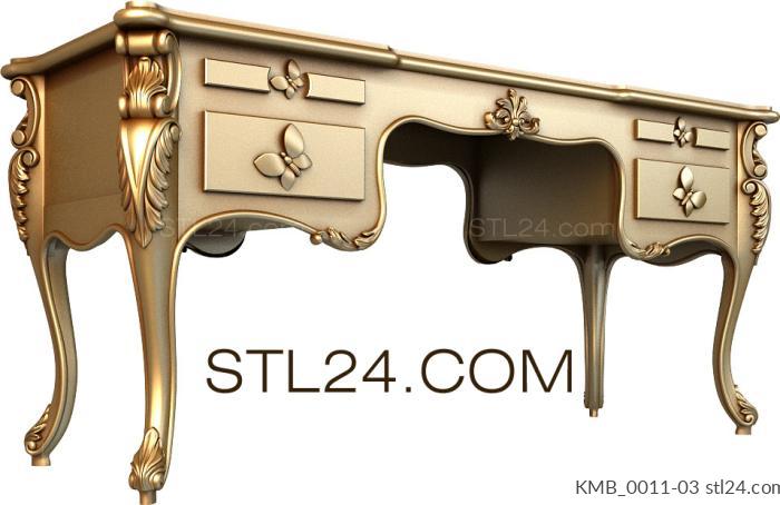Set of furniture (Elegant writing or dressing table with decorative butterflies, KMB_0011-03) 3D models for cnc
