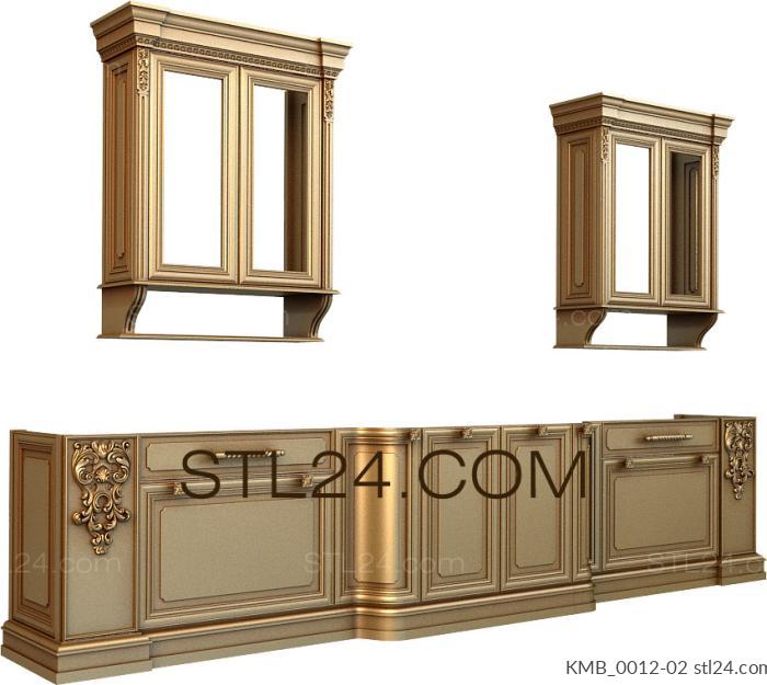 Set of furniture (Classic kitchen set with display cabinets and carved elements, KMB_0012-02) 3D models for cnc