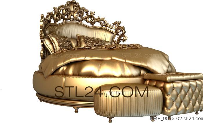 Set of furniture (Round bed with openwork headboard and bench in classic style, KMB_0013-02) 3D models for cnc