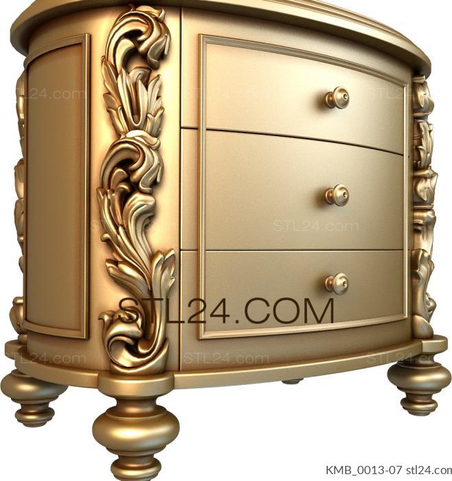 Set of furniture (Classic chest of drawers with monogram carving and oval tabletop, KMB_0013-07) 3D models for cnc
