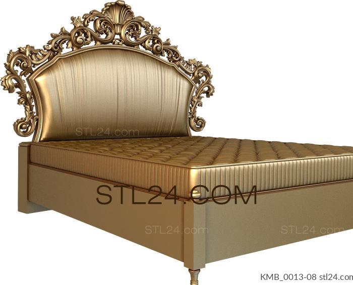 Set of furniture (Bed with carved headboard in baroque style, KMB_0013-08) 3D models for cnc
