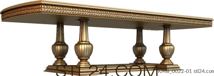 Set of furniture (Long dining table with balusters and carved edge, KMB_0022-01) 3D models for cnc