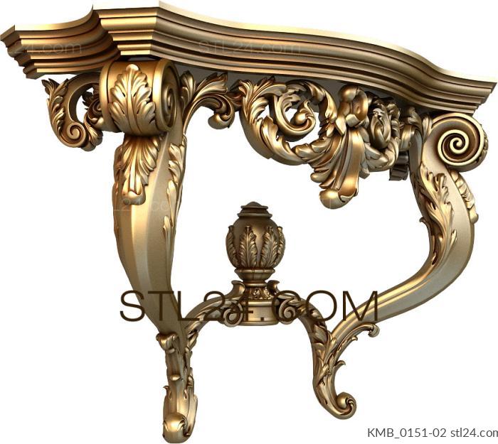Set of furniture (Console with baroque carving and curved legs, KMB_0151-02) 3D models for cnc